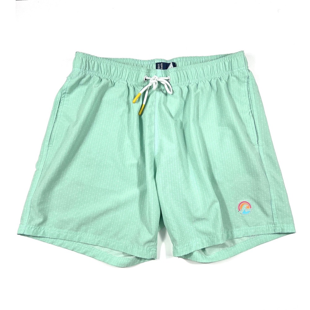 Broken Threads Large Mint Green Seersucker Swim Trunks Board Shorts Beach Preppy